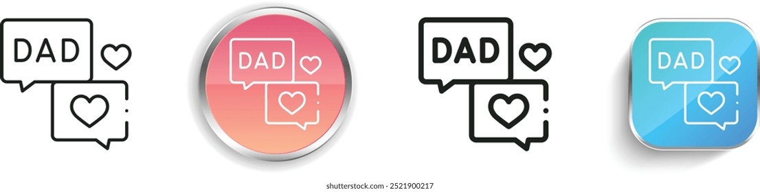 dad icon. Thin Linear, Regular and Button Style Design Isolated On White Background