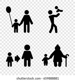 Dad icons set. set of 4 dad filled icons such as son and father, father and son, old woman and child