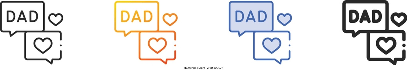 dad icon.Thin Linear, Gradient, Blue Stroke and bold Style Design Isolated On White Background