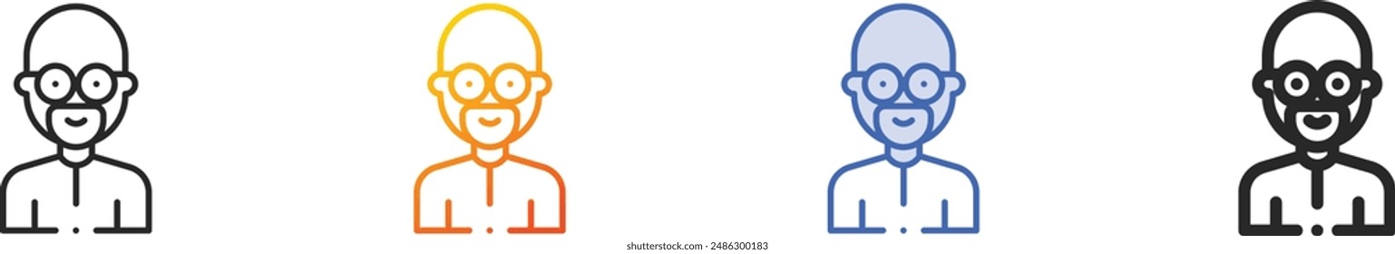 dad icon.Thin Linear, Gradient, Blue Stroke and bold Style Design Isolated On White Background