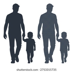 Dad and kid together, parent parentage, safety, support, outdoor family walk