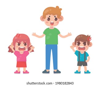 dad with kids fighting argue Premium Vector
