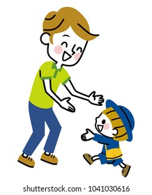 Dad and kindergarten child.
