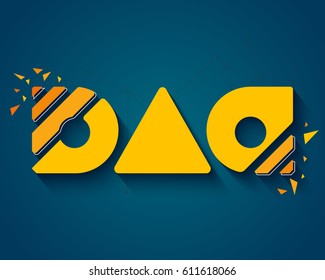 Dad lettering design with abstract effects. Happy Father's Day celebration greeting card.