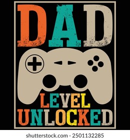 Dad Level Unlocked Father's Day Shirt, Gift, Retro, Vintage, Father's Day, T-shirt Design, Funny, Printable, Saying, Love, Tee, Typography, Cut File, Digital Download, Cricut, Father's Day