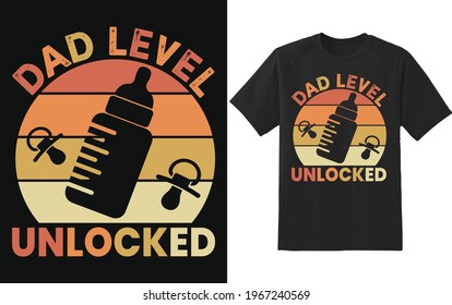 Dad Level Unlocked Vector, Typography Retro Design for Banner, Poster, t-shirt, mug, etc
