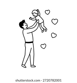 dad lifting his son celebrating valentines day