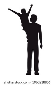 dad lifting son characters silhouettes