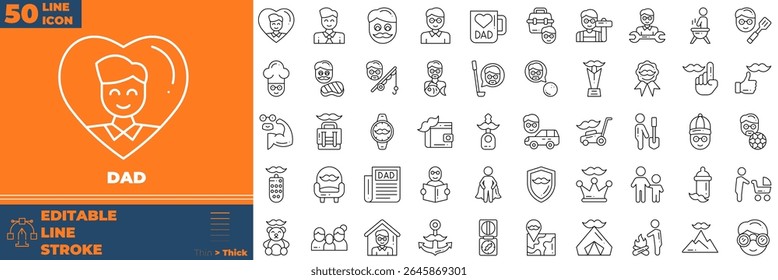 Dad Line Editable Icons set. Vector illustration in modern thin line style of dad icons: father, son, child, etc