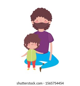 dad and little son sitting characters on white background vector illustration