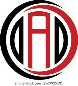 DAD logo with circle design, monogram, abstract, wordmark, letter mark, business, typography, flat, minimalist, brand