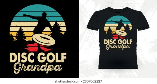 Papa Lover Vater's Day Funny Disk Golfer Retro Vintage Disk Golf T-Shirt Design