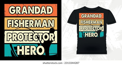 Dad Lover Father's Day Funny Fishing Fisherman Retro Vintage Fish T-shirt Design 