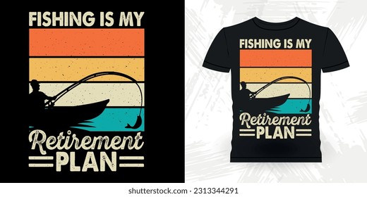 Dad Lover Father's Day Funny Fishing Fisherman Retro Vintage Fish T-shirt Design 