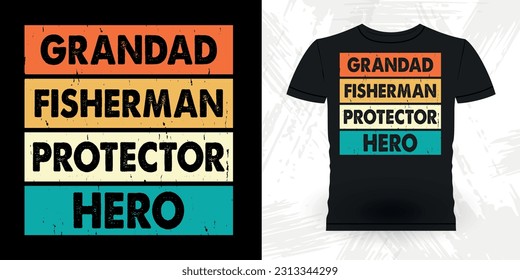 Dad Lover Father's Day Funny Fishing Fisherman Retro Vintage Fish T-shirt Design 