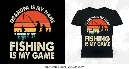 Dad Lover Father's Day Funny Fishing Fisherman Retro Vintage Fish T-shirt Design 