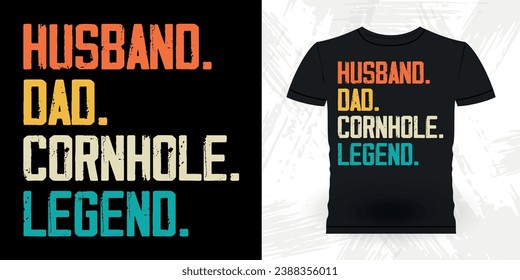 Dad Lover Father's Day Funny Cornhole Player Retro Vintage Cornhole T-shirt Design