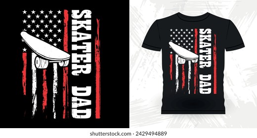 Dad Lover Father's Day Funny Skating Skater Skateboard Retro Vintage T-shirt Design