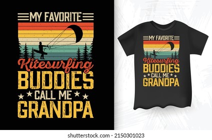 Dad  Lover Funny Kitesurfing Retro Vintage T-shirt Design