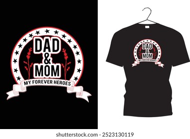 Papa und Mama. beste Mutter und Vater. Mom Dad je. T-Shirt-Design.