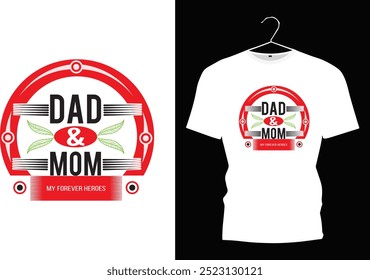 Papa und Mama. beste Mutter und Vater. Mom Dad je. T-Shirt-Design.