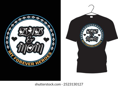 Papa und Mama. beste Mutter und Vater. Mom Dad je. T-Shirt-Design.