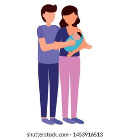 dad and mom carrying newborn pregnancy and maternity vector illustration