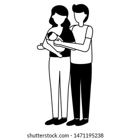 dad and mom feeding newborn pregnancy and maternity vector illustration