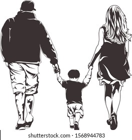 dad, mom and son vector