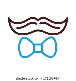 dad mustache hipster and bowtie line style icon vector illustration
