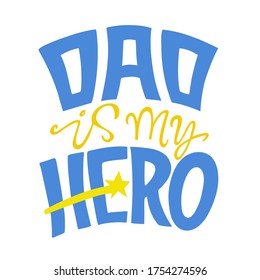 Papa ist mein handgezeichnetes Zitat. Grußkarte zu Farther's Day. Briefing-Design für T-Shirt, Mug, Poster, Banner.