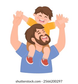 Dad is my superhero, Fathers Day, Daddy Carrying Son on Shoulder