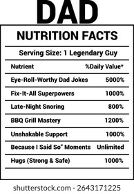 Dad Nutrition Facts - Funny Food Label Design