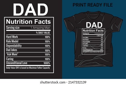 Dad Nutrition Facts Shirt,Unique Father T-Shirt,Dad Jokes Gift