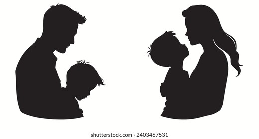 Padres contornos y símbolos de nivel oscuro variedad base exquisito cimiento blanco papá vector e icono de silueta.