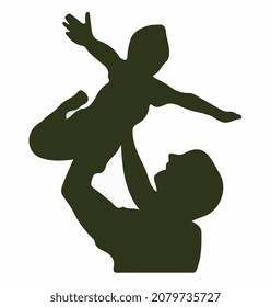 dad picking son vector art