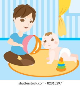dad playing with baby