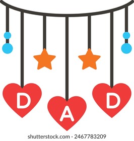 Dad Printed Bunting and Flags Concept, Dads Day Celebration poster Vector Icon Design, Fathers Day Symbol, Dads Gift Elements Sign, Parents Day Stock illustratiom