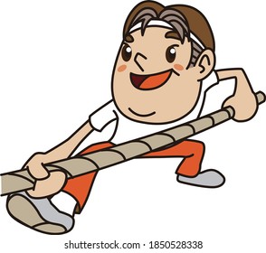 Papá tira de la guerra en un encuentro deportivo