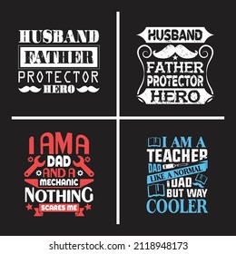 Dad Quotes Clipart vector design bundle. Father's day typographic slogan design vector.