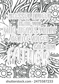 Dad Quotes Flower Coloring Page Beautiful black and white illustration for adult coloring book