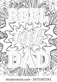 Dad Quotes Flower Coloring Page Beautiful black and white illustration for adult coloring book