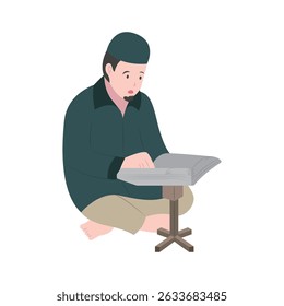 Dad reads the qur'an illustration good for flyers community events and Islamic themed