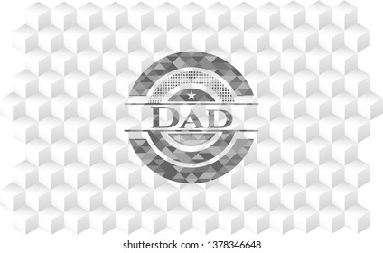 Dad realistic grey emblem with cube white background