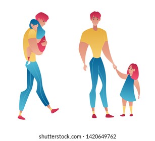 Dad Red Hair Holds His Daughters Stock Vector (Royalty Free) 1420649762 ...