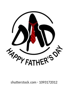 Dad Red Necktie Happy Father Day White Background Vector Image
