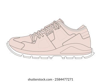 Dad shoes for men vector design mockup template technical flat sketch.