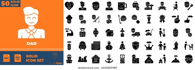 Dad Solid Editable Icons set. Vector illustration in modern thin solid style of dad icons: father, son, child, etc