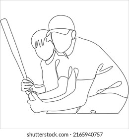 Dad and Son Baseball Line Art