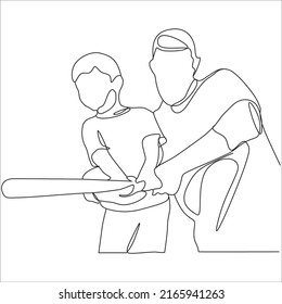 Dad and Son Baseball Line Art